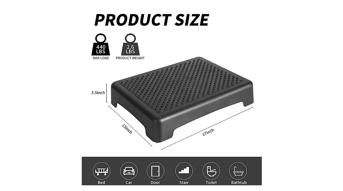 Fotree One Step Stool - Safe Non-Slip Mobility Step