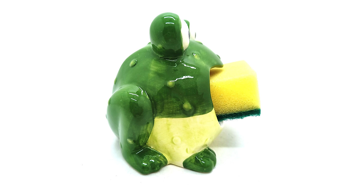 Cute Ceramic Frog Sponge Holder for Kitchen Sink