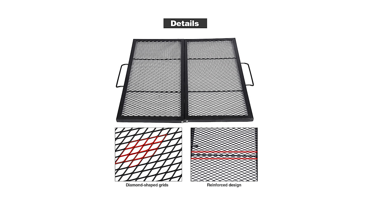 Lineslife Square Fire Pit Grill - Portable 30 Inch BBQ Cooking Rack