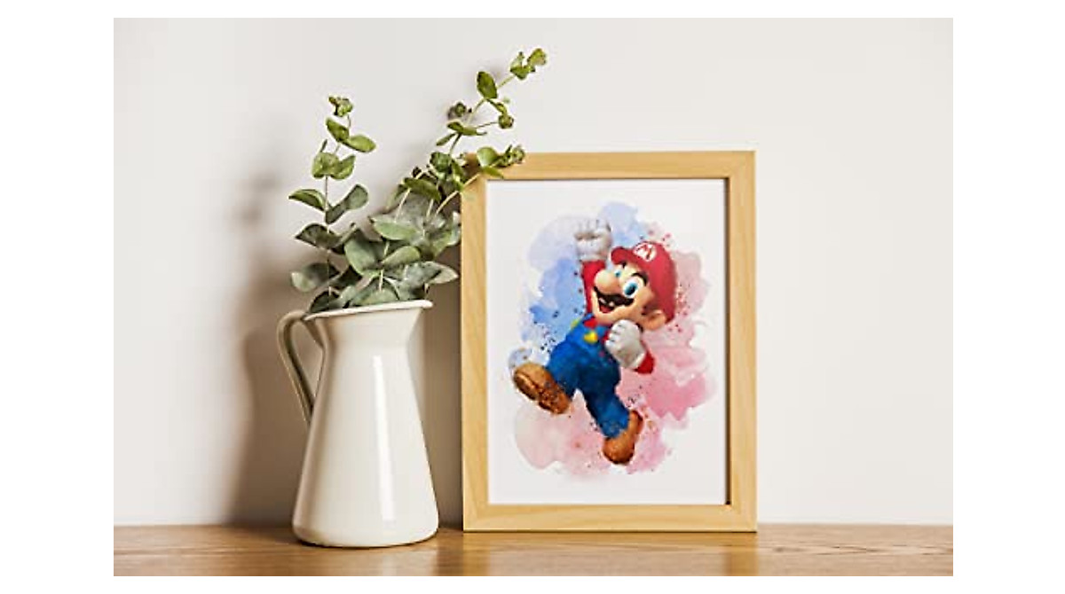 Super Mario Posters - 6 Watercolor Wall Art for Kids' Rooms