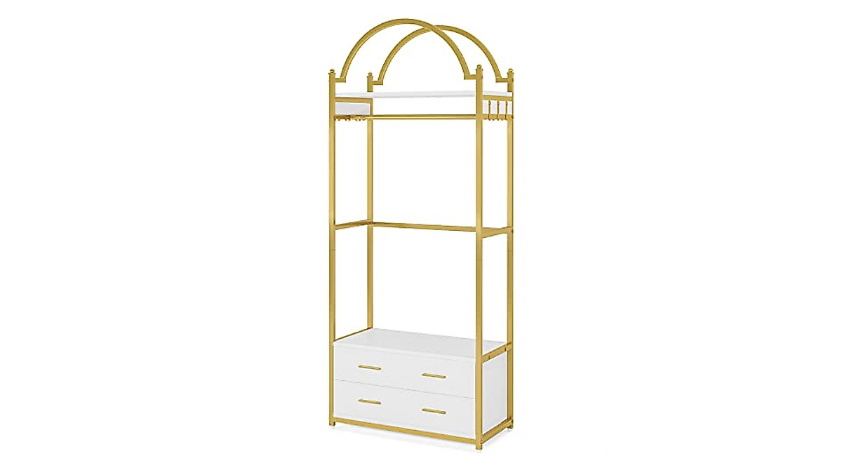 LITTLE TREE Tall Clothes Rack Shelves - Stylish Wardrobe Organizer