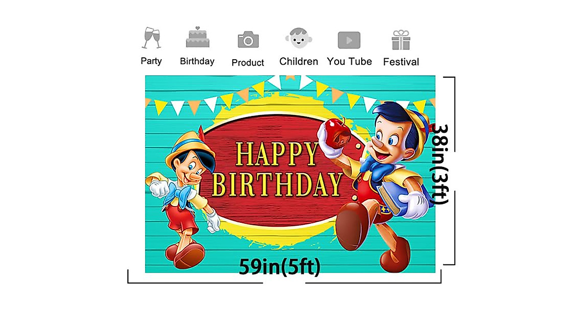 Pinocchio Birthday Backdrop for Memorable Celebrations