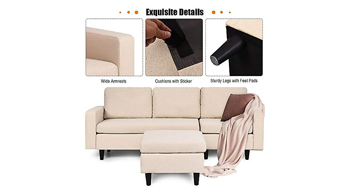 Stylish k/a Convertible Sectional Sofa with Reversible Chaise