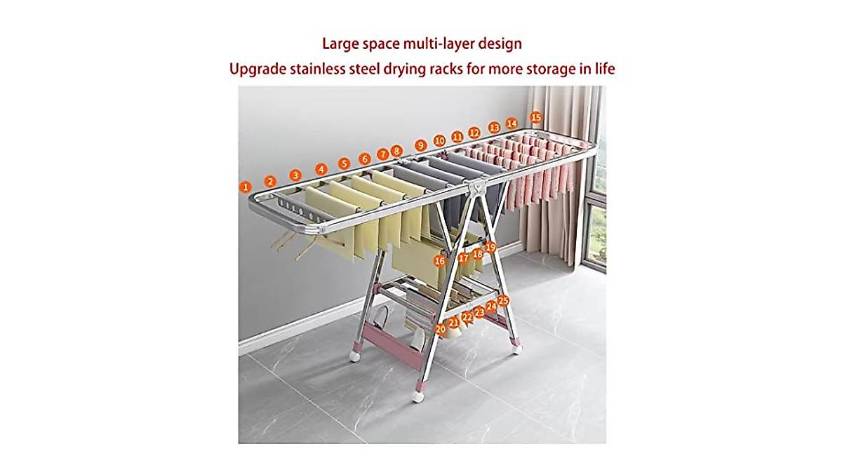 Shenairx Foldable Indoor Clothes Drying Rack with Adjustable Wings