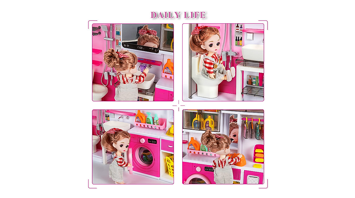 TEMI 4-in-1 Mini Bathroom Playset for Kids