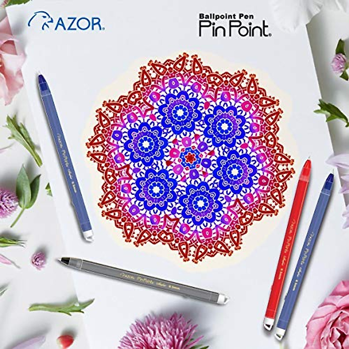AZOR Pin Point Fine Point Pens – 10 Assorted Colors