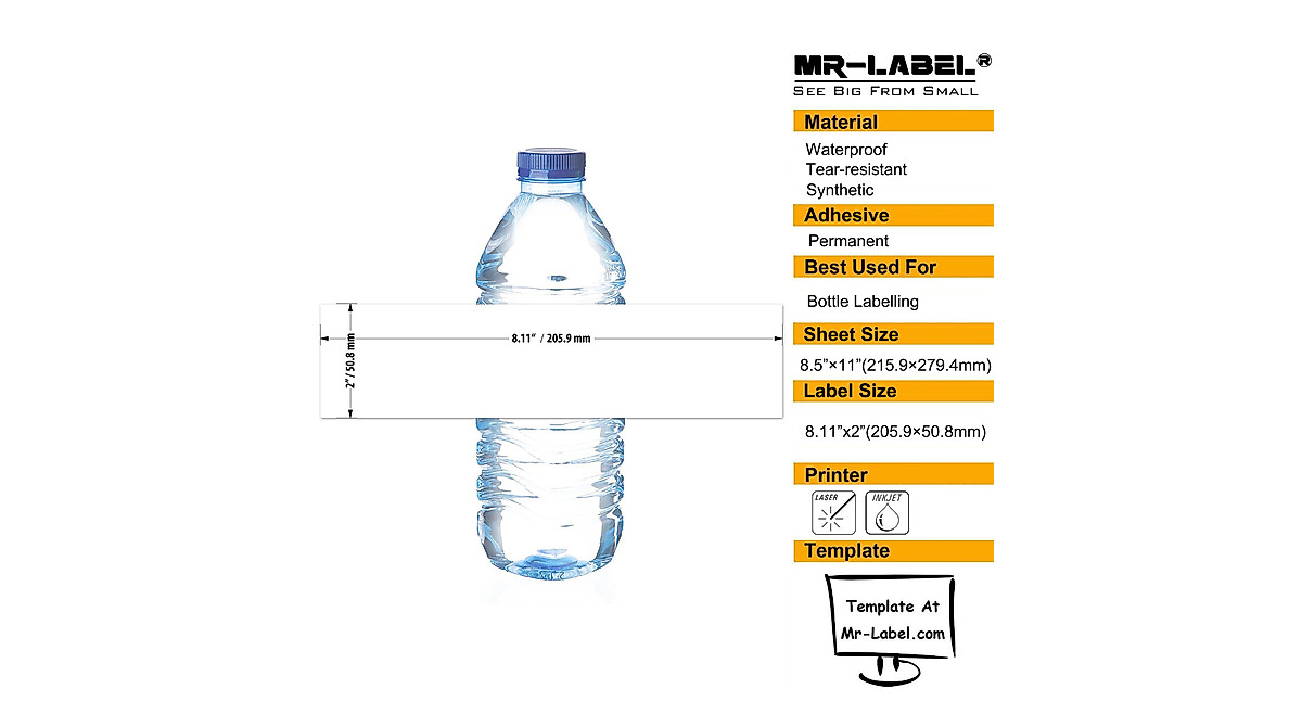 Waterproof Water Bottle Labels for Weddings & Events | Mr-Label