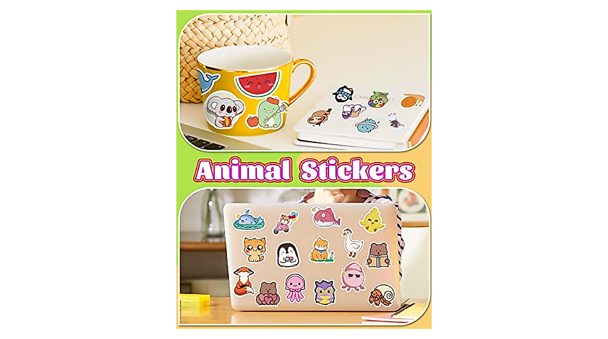 600 PCS Waterproof Kids Stickers - Cute Animal Vinyl Decal Pack