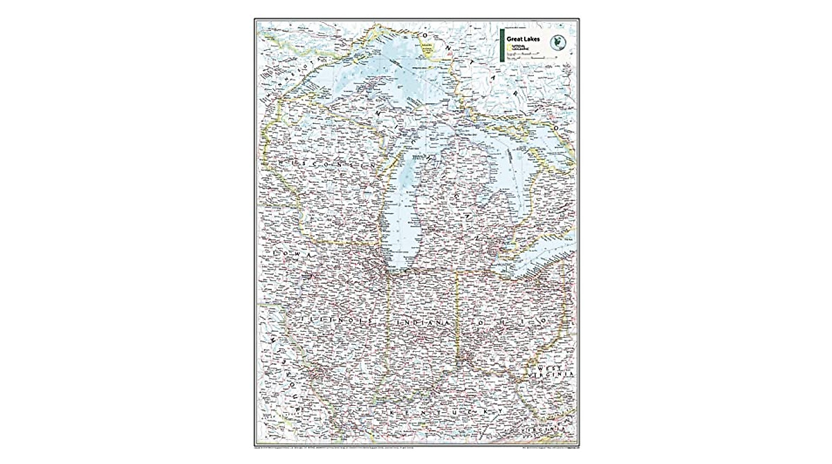 National Geographic Great Lakes Wall Map - 31x24