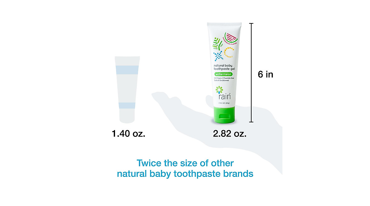 Rain Baby Fluoride-Free Watermelon Toothpaste for Kids 6+ - Safe & Natural
