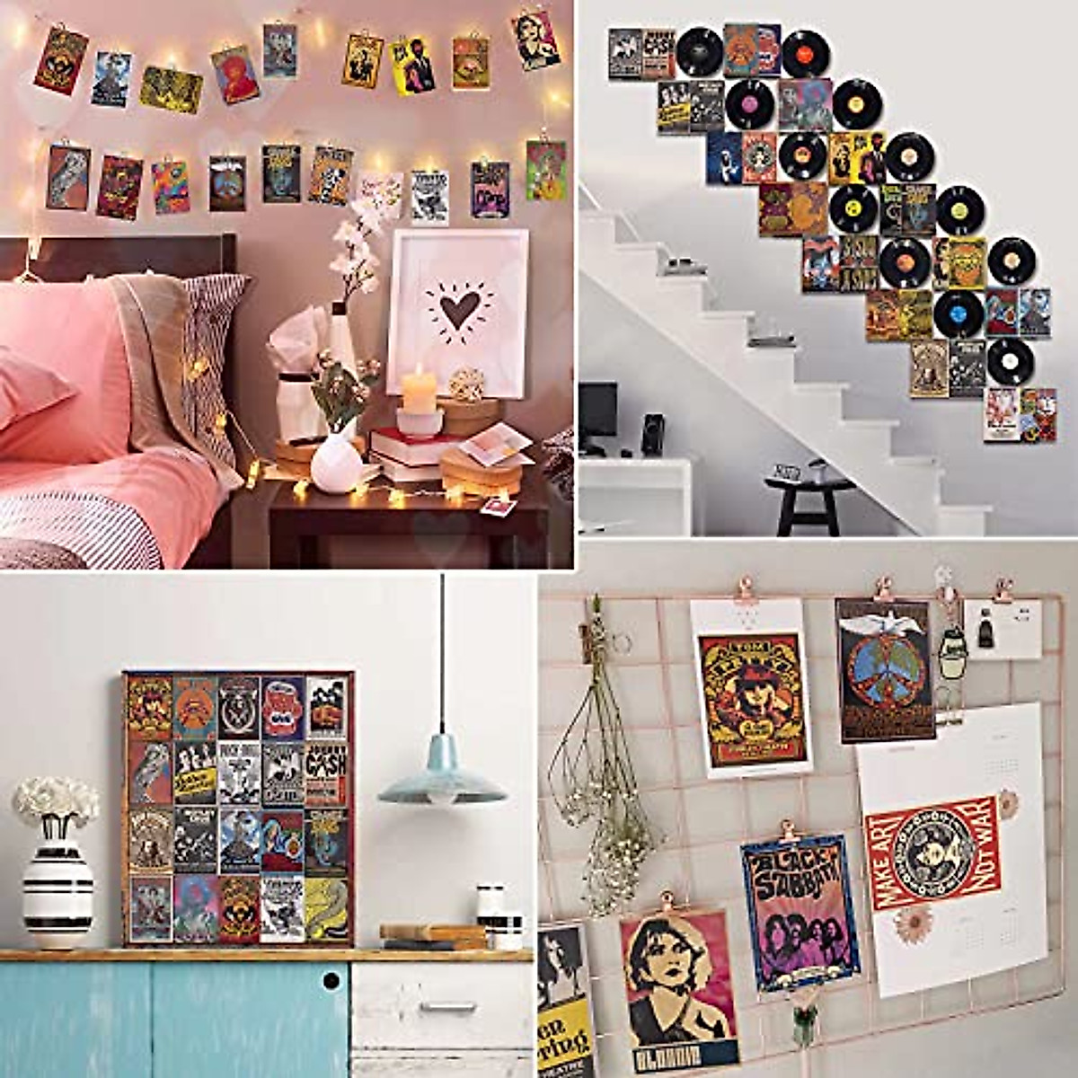 DRCUROTS Vintage Rock Wall Collage Kit - 50 Posters for Room Decor
