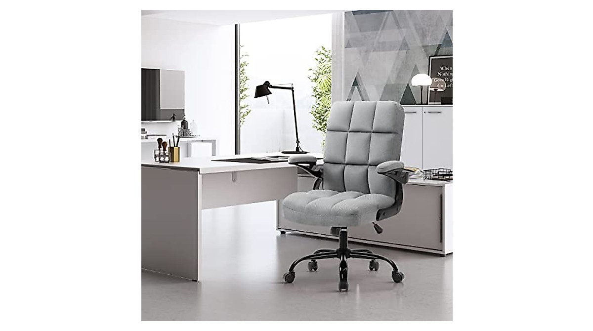 SEATZONE Grey Home Office Chair - Comfortable & Adjustable Desk Chair