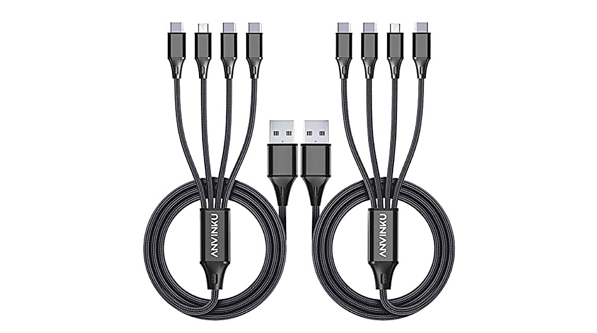 Multi Charging Cable 4-in-1 Nylon Braided Universal Charger | 2 Pack