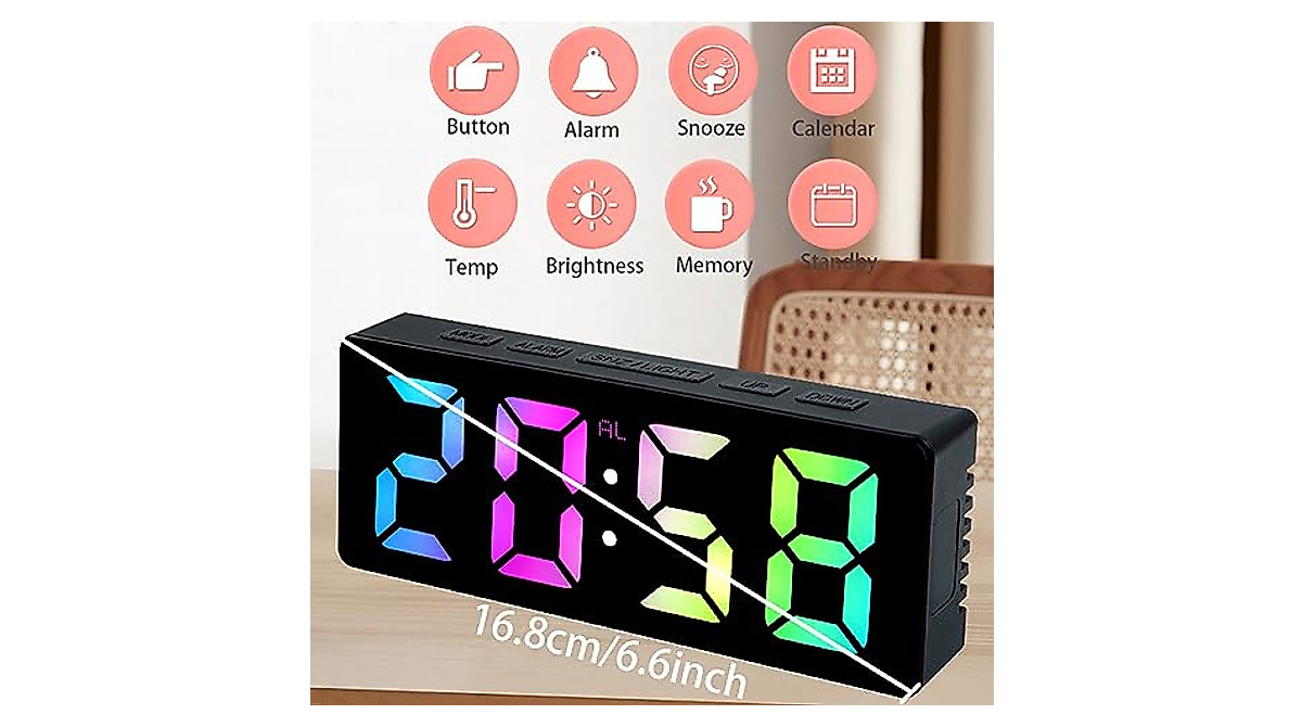 BuPnyou 6.5-inch Digital Alarm Clock with Snooze Feature