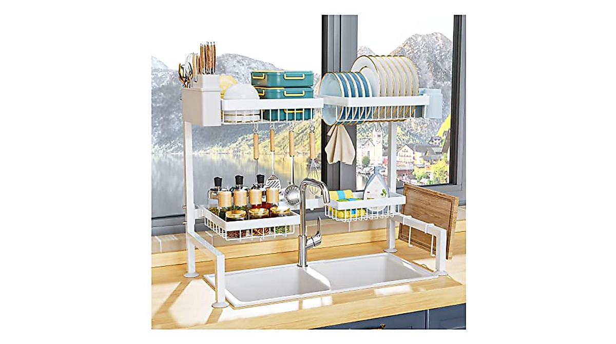 YKLSLH Over The Sink Dish Drying Rack - Adjustable & Space Saving
