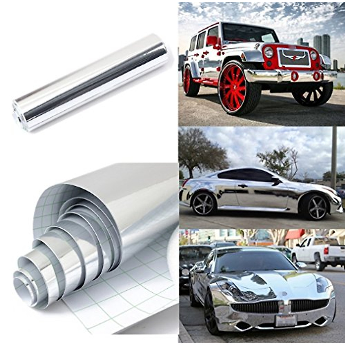 72x60 Silver/chrome Vinyl Sticker Paint Wrap Protector Film Roof 6ft X 5ft for sale online