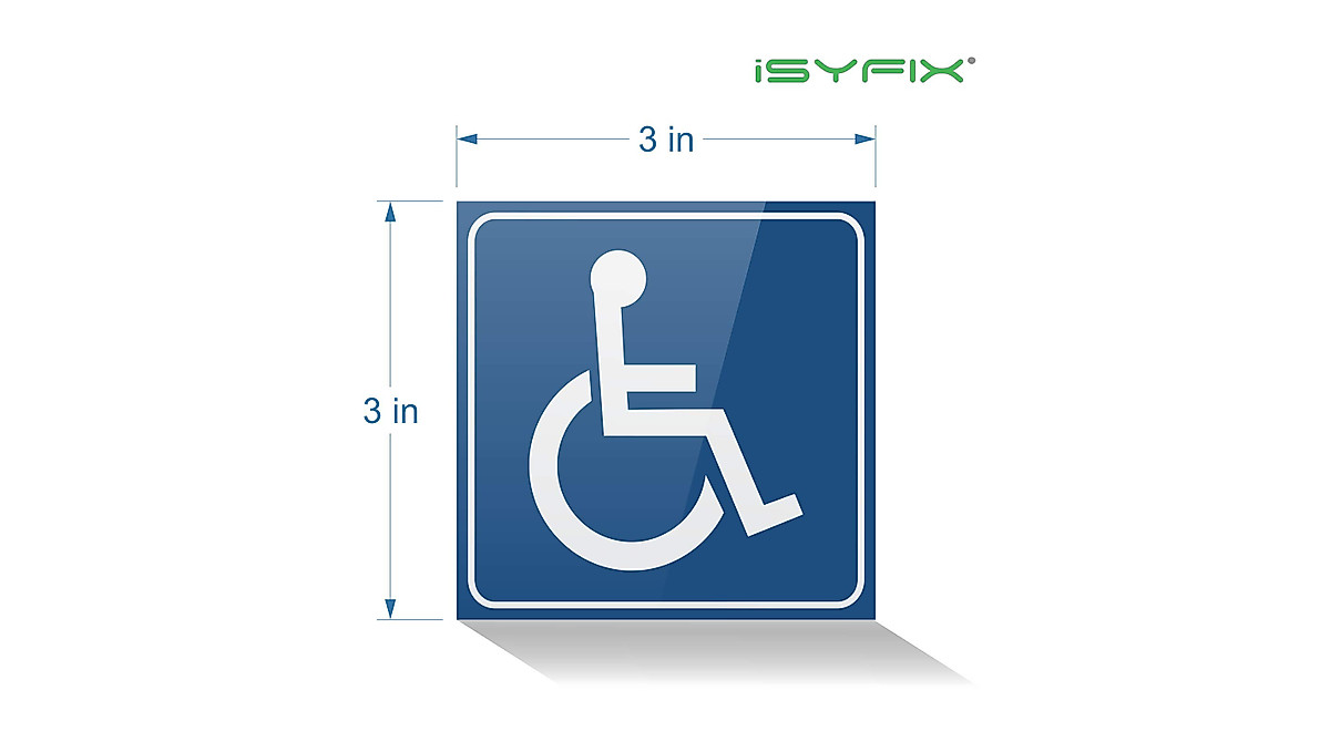 iSYFIX Handicap Signs Stickers | Clear ADA Compliance Vinyl Decals