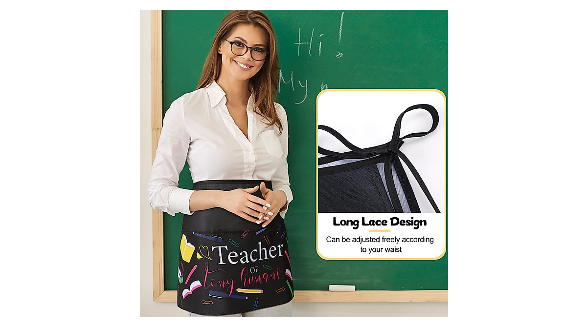 Stylish Teacher Aprons with Pockets - 4pcs Set