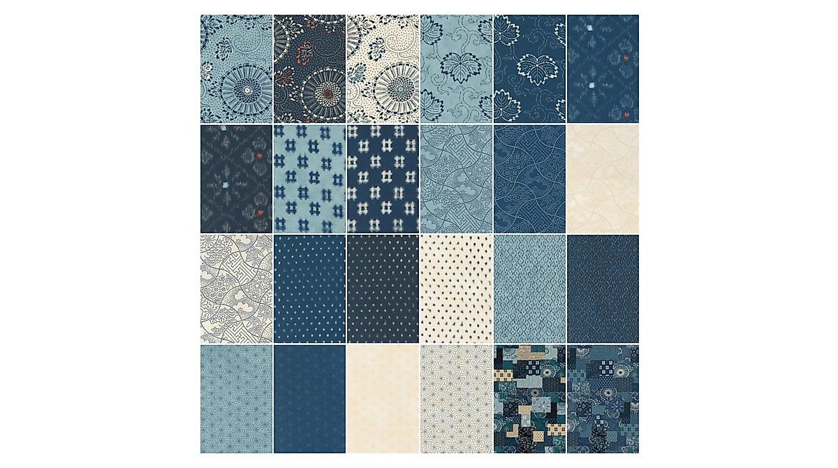 Indigo Blooming Charm Pack - 42 Precut Fabric Squares