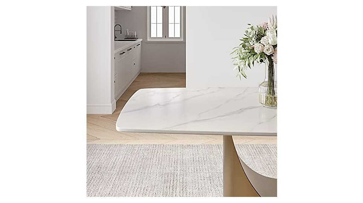 POVISON Modern Dining Table 63 Inch White for 4-6 | Durable & Stylish