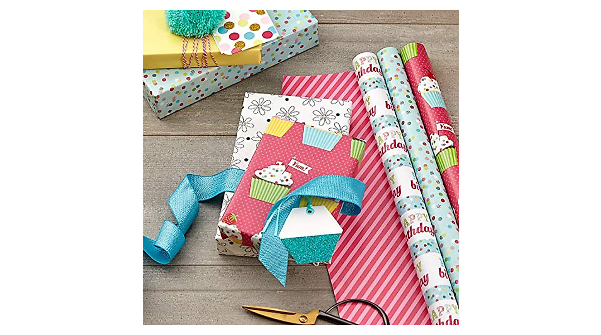 Hallmark Reversible Wrapping Paper Bundle | 6 Vibrant Eco-Friendly Designs