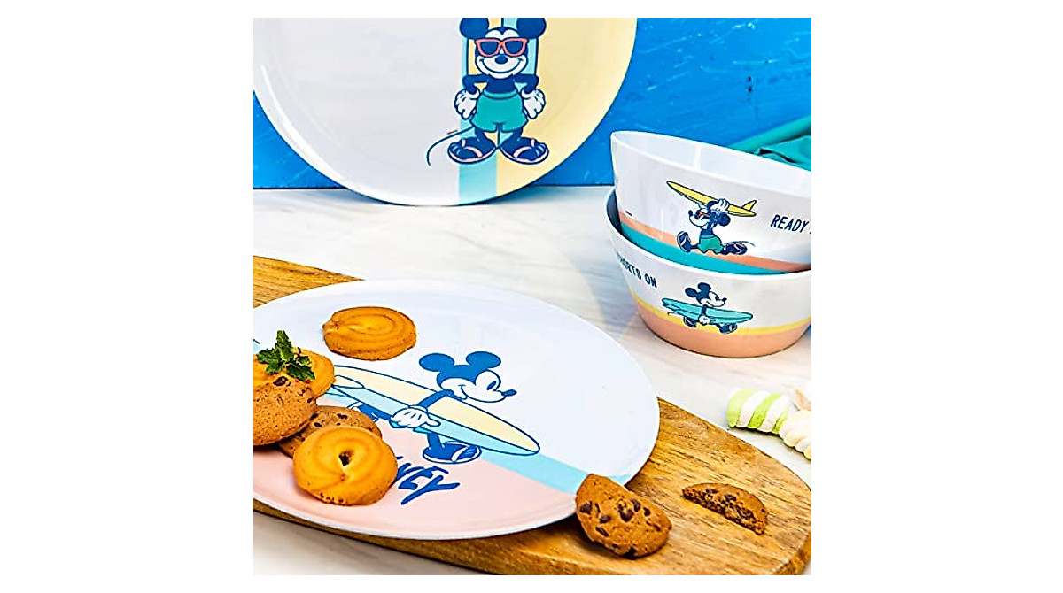 Disney Mickey Mouse Kids Dinnerware Set - Durable BPA-Free Melamine Plates