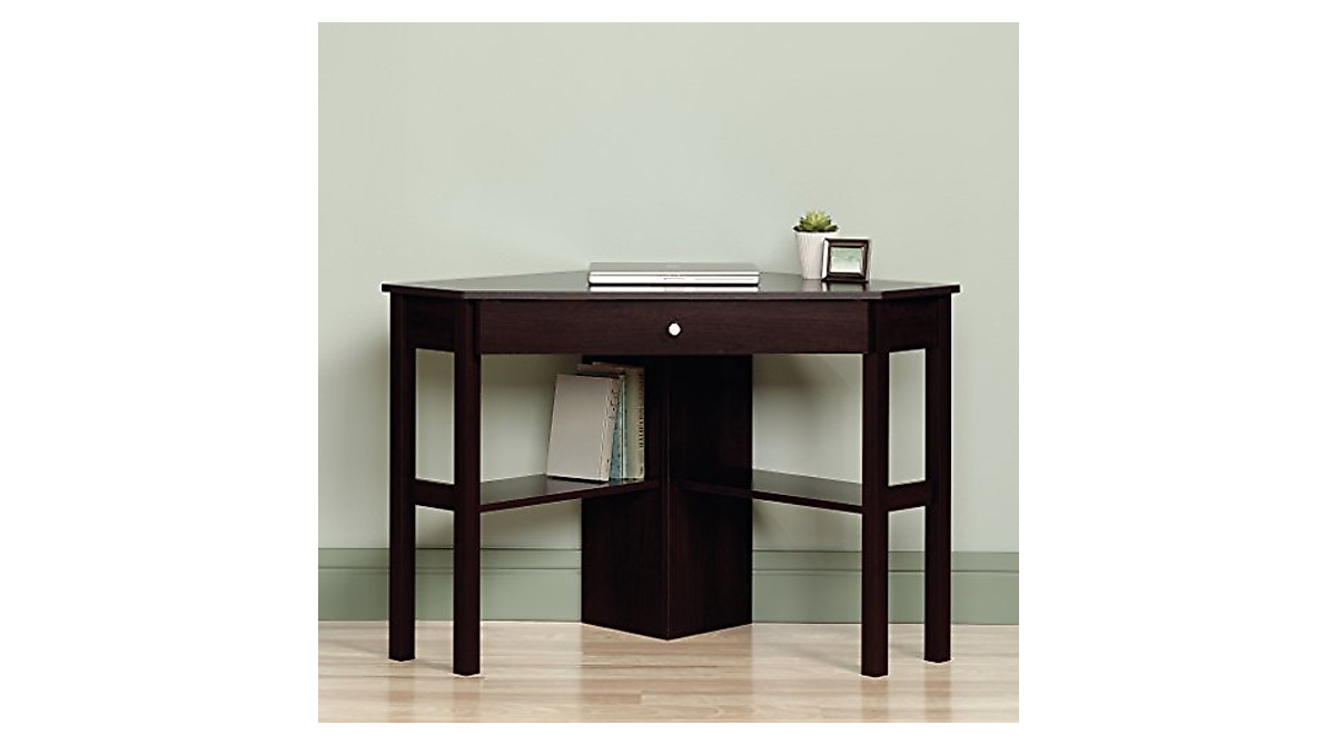 Sauder Corner Computer Desk - Space-Saving Cinnamon Cherry Finish