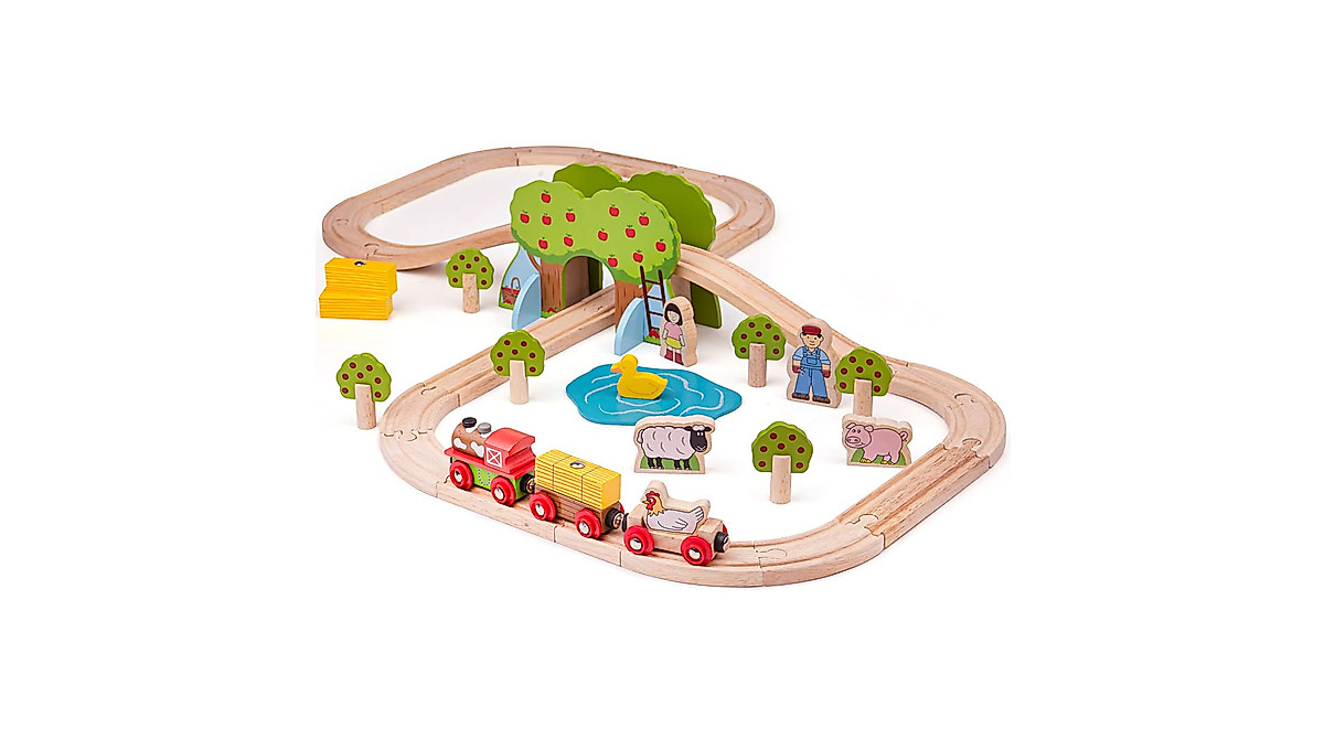 Bigjigs Rail Farm Animals Train Set - 44 Piece Fun