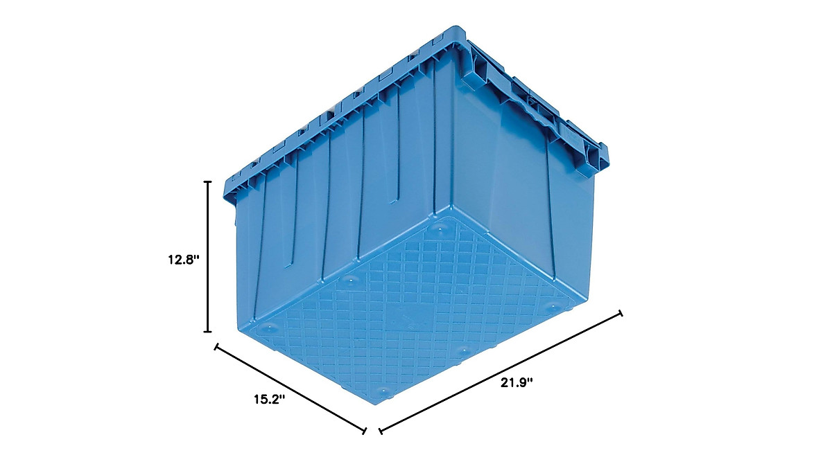 Monoflo Industrial Plastic Container with Hinged Lid - Durable & Stackable