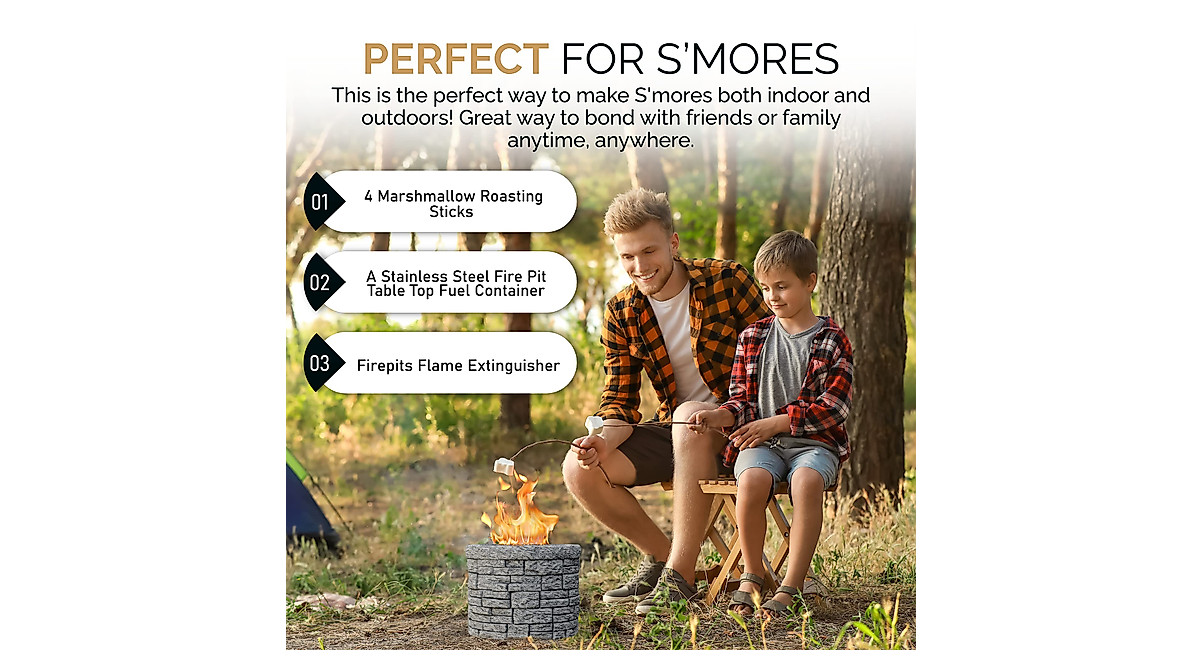 NEELO Concrete Tabletop S'mores Maker - Indoor & Outdoor Fire Pit