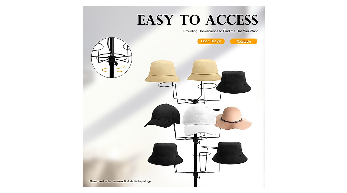 DDBESSIC 7-Tier Rotating Hat Display Rack - Space Saving Retail Stand