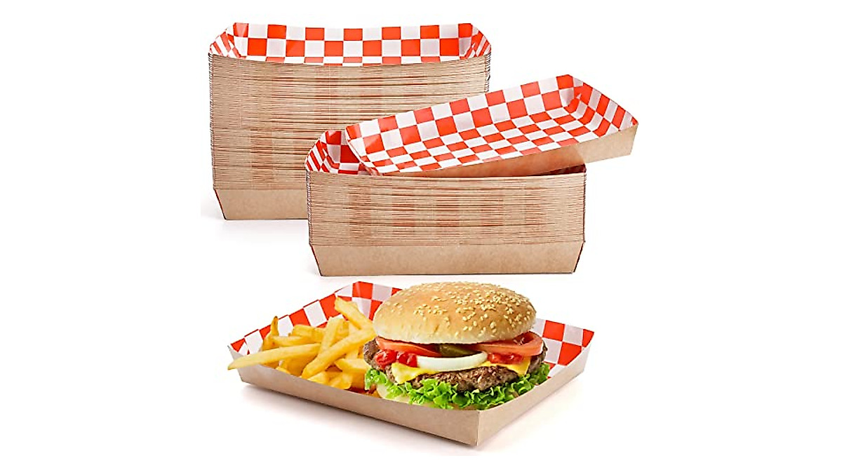 ZENFUN 80 Pack Greaseproof Paper Food Trays