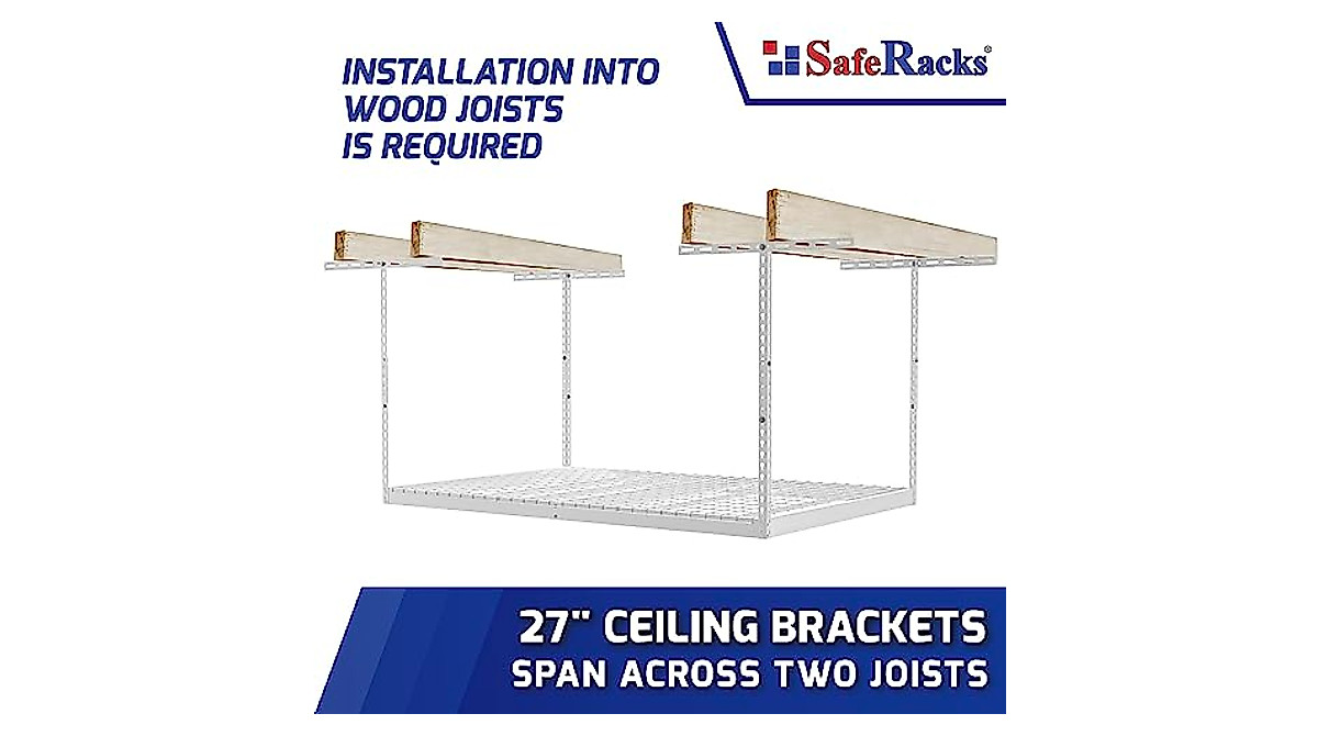 SafeRacks Overhead Garage Storage Rack - Heavy Duty, Adjustable & Space ...