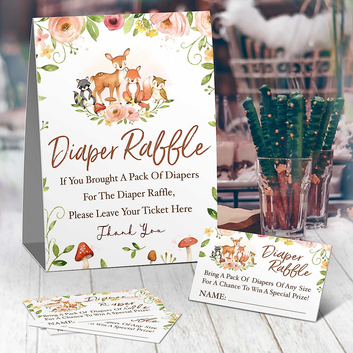 Woodland Diaper Raffle Kit for Baby Showers