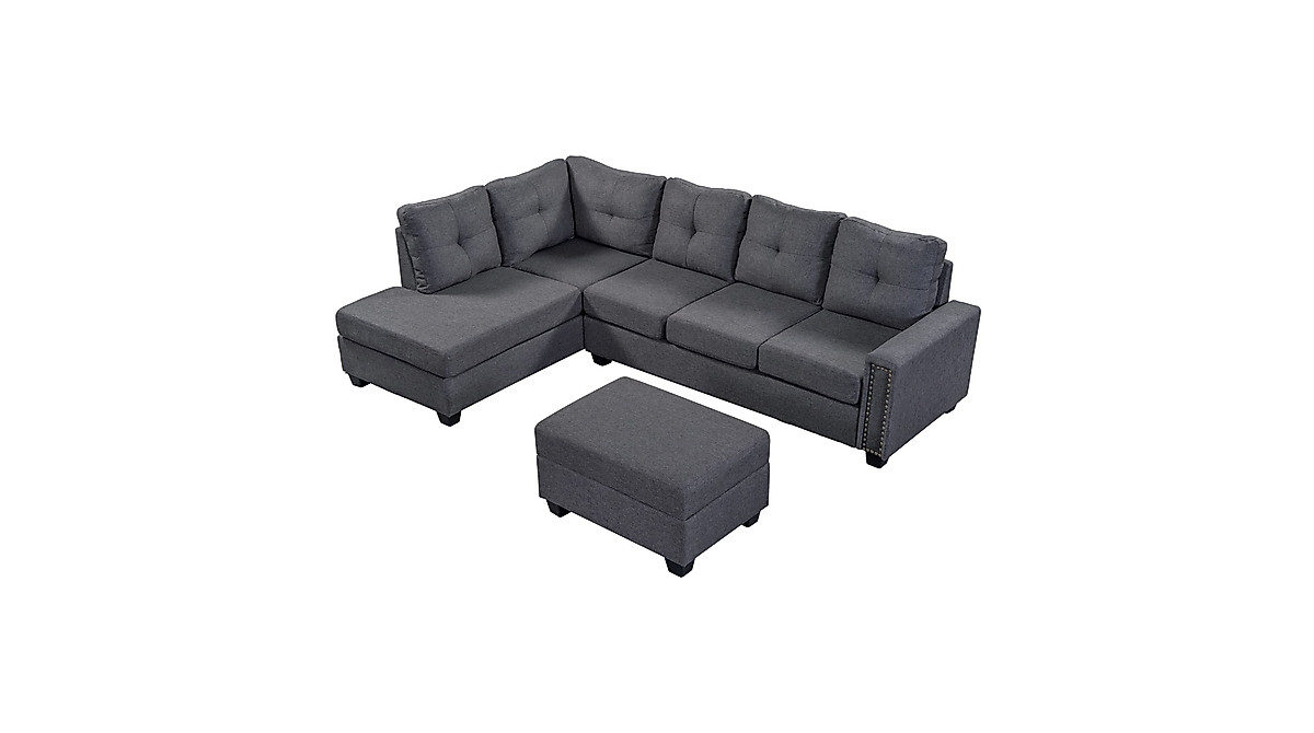 LUMISOL L Shape Sectional Sofa Set with Storage Ottoman