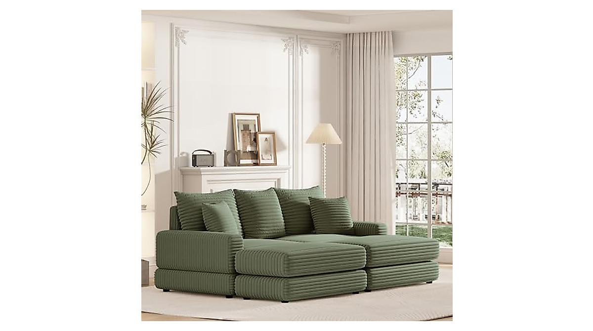Modern ERYE Oversized Loveseat Sectional Sofa with Reversible Chaises