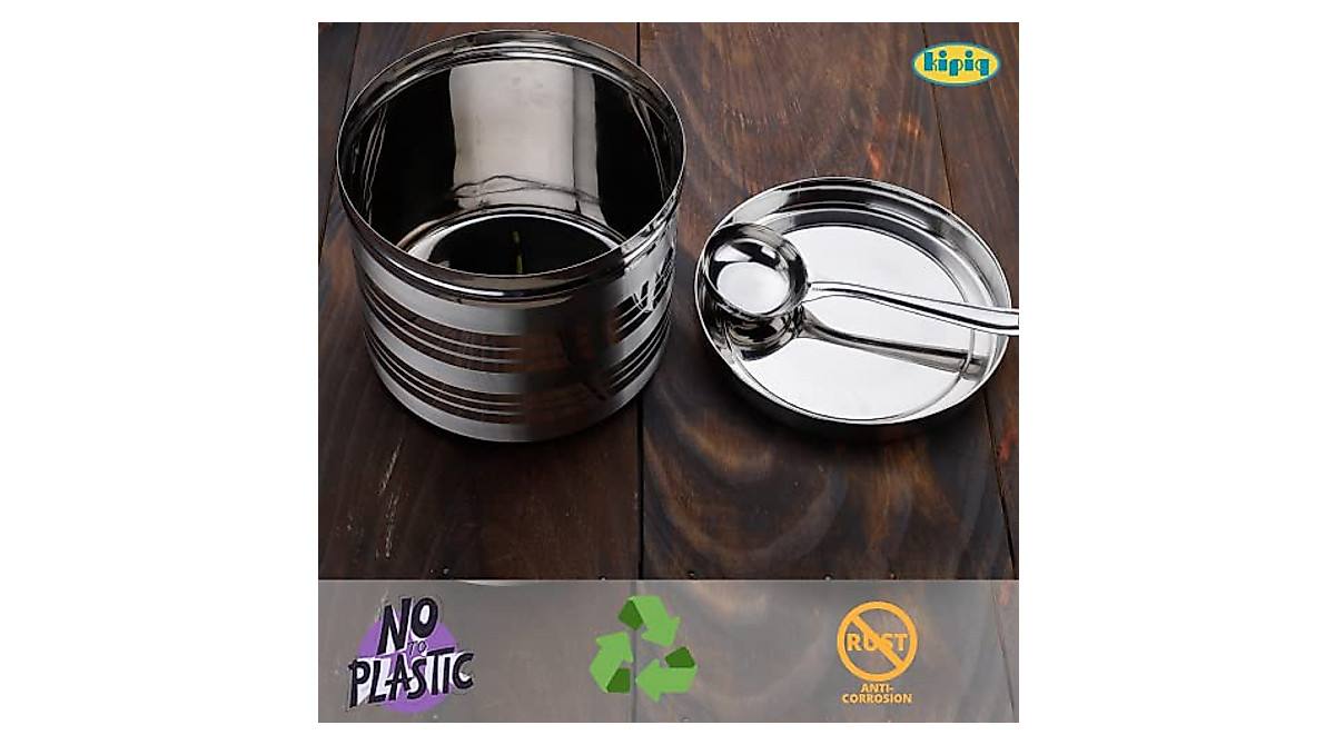 Kipiq Stainless Steel Idli Dosa Batter Container with Ladle - 4.5L