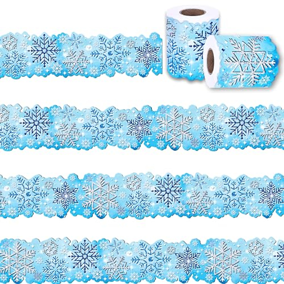 Blue Snowflakes Bulletin Board Borders - 67.9ft Winter Decor