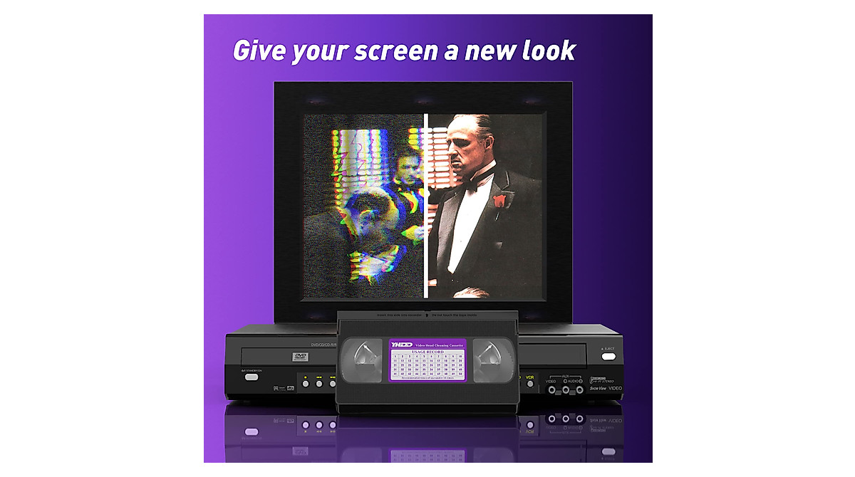 YHDD VHS Head Cleaner Tape - Reusable Dry VCR Video Head Cleaner