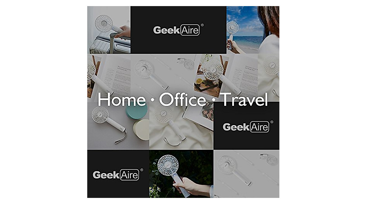 Geek Aire 2600mA Power Bank Fan – Portable 5-Speed Handheld Cooler