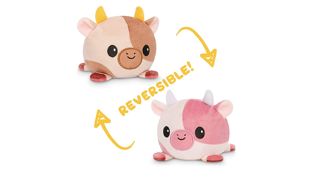 TeeTurtle Reversible Cow Plushie - Express Your Mood!