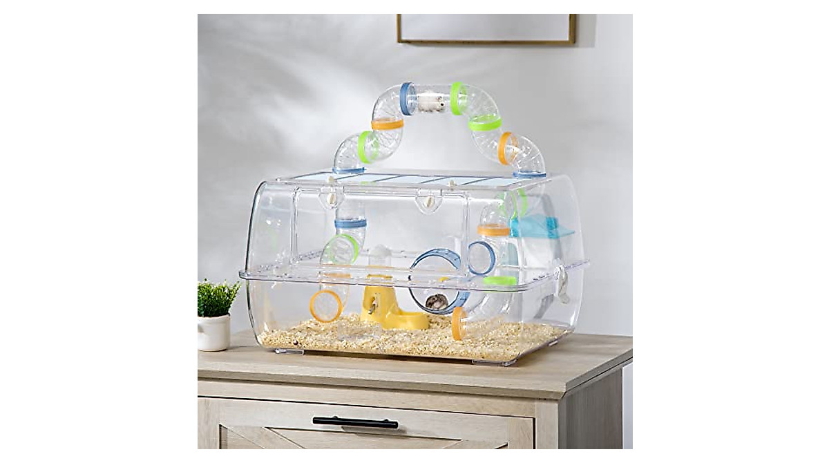 PawHut Transparent Hamster Cage with Tunnels & Accessories