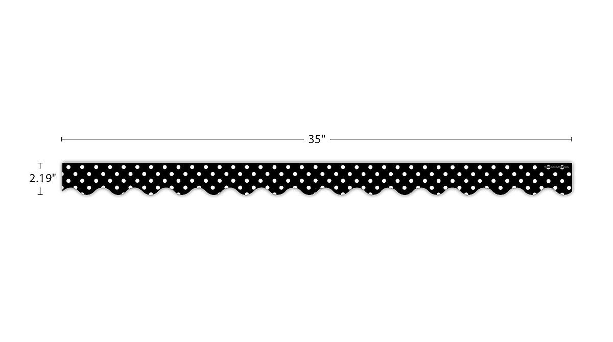 Teacher Created Resources Black Polka Dots Border Trim - 35 Feet Decor