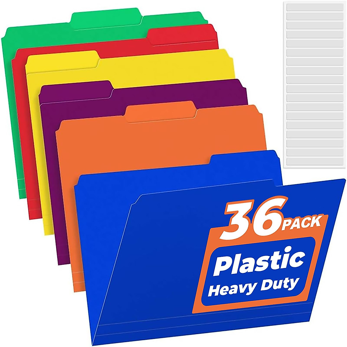 Heavy Duty Plastic File Folders 36 Pack - Vibrant & Durable Organization