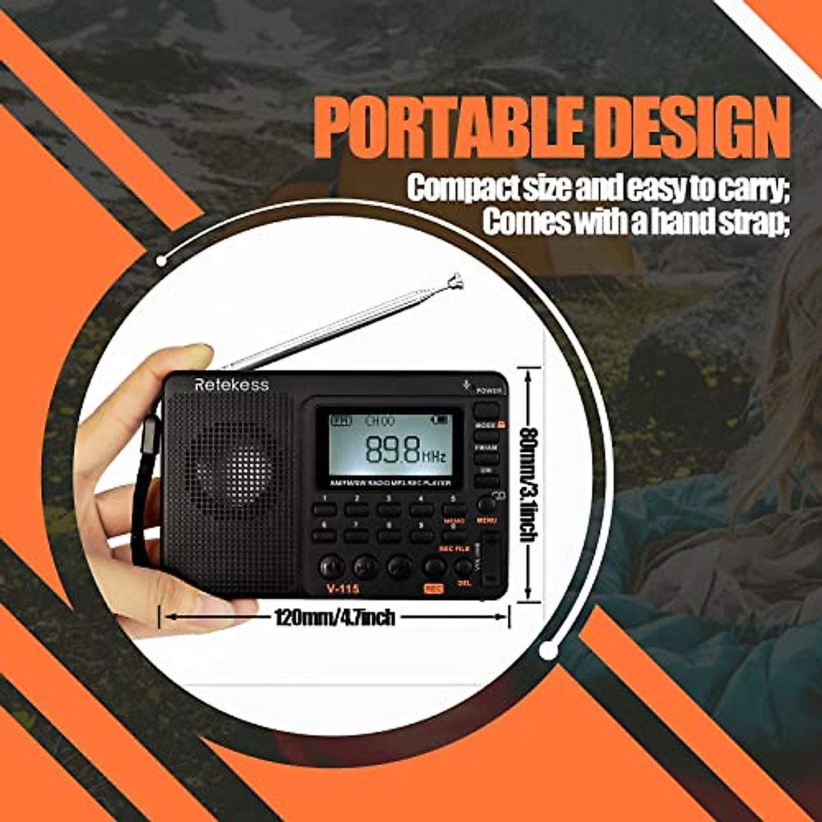 Retekess V115 Digital Radio AM FM, Portable Shortwave Radios ...