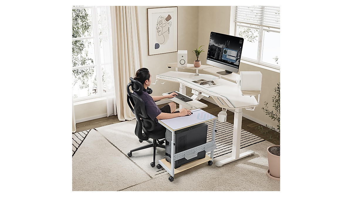 Eureka Ergonomic Adjustable PC Stand - 2-Tier Mobile Computer Desk