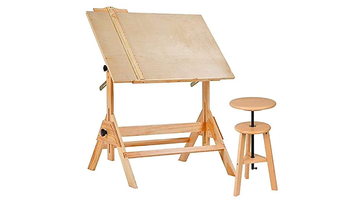 MEEDEN Wood Drafting Table & Stool Set - Adjustable & Versatile