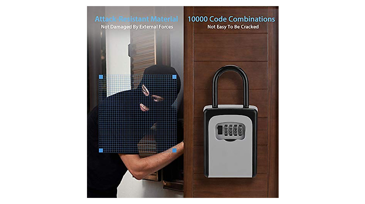 Secure Key Lock Box with Combination Lock for Indoor & Outdoor Use