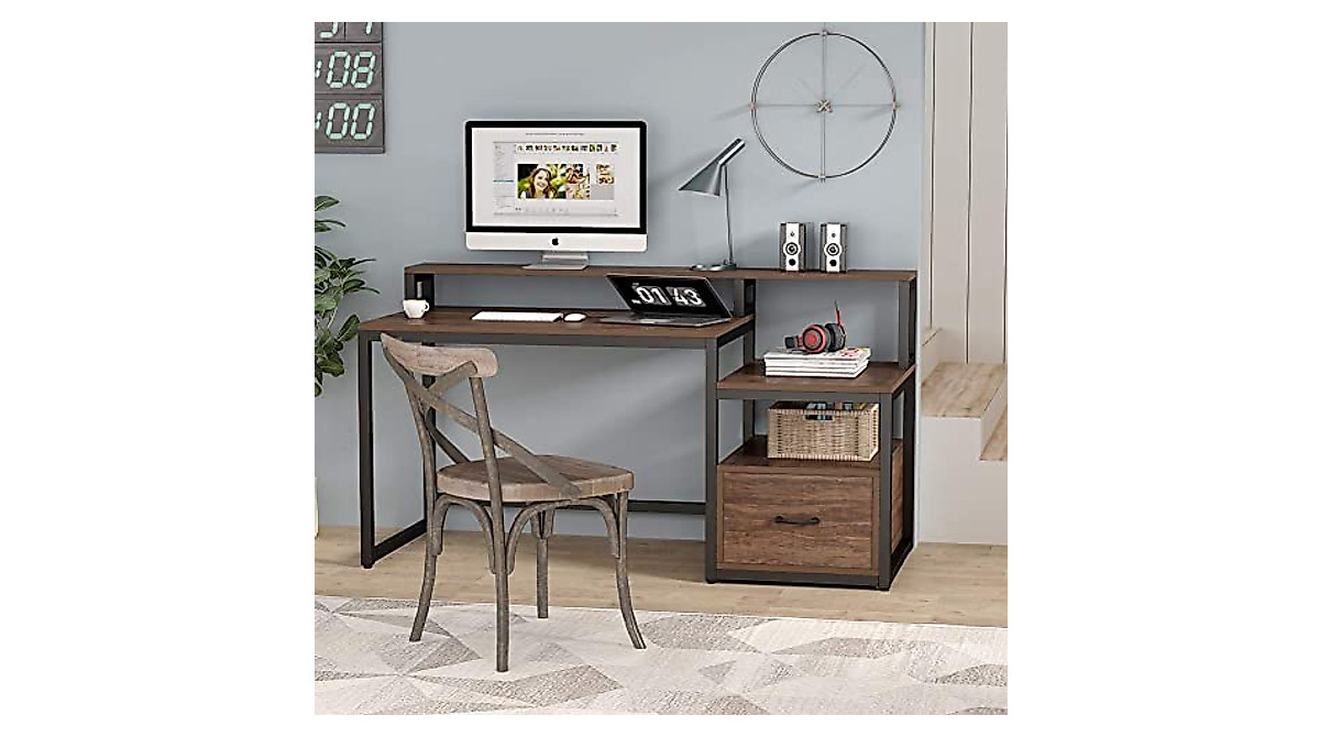 Tribesigns 60-Inch Computer Desk with Storage and Hutch for Home Office