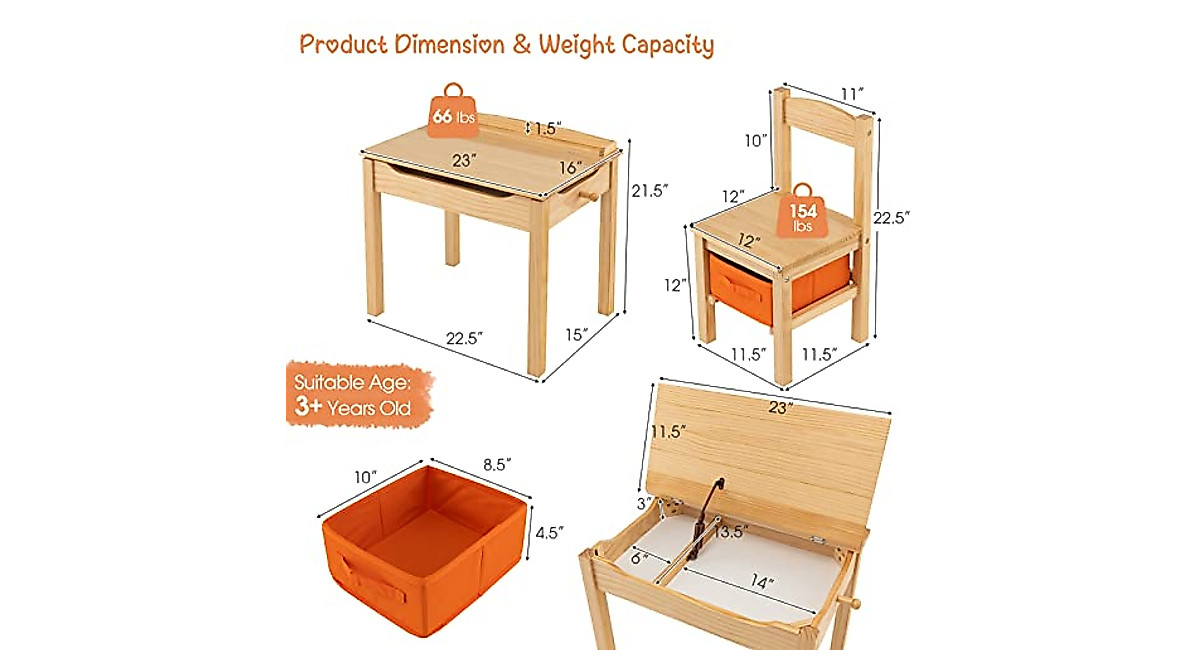 Costzon Kids Table & Chair Set - Safe Study & Play Desk for Toddlers